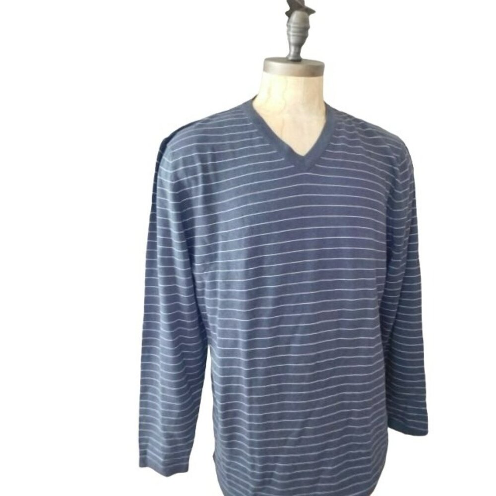 Antigua Golf  Size XL Mens Vneck Striped Knit Top Sweater  Casual NWT